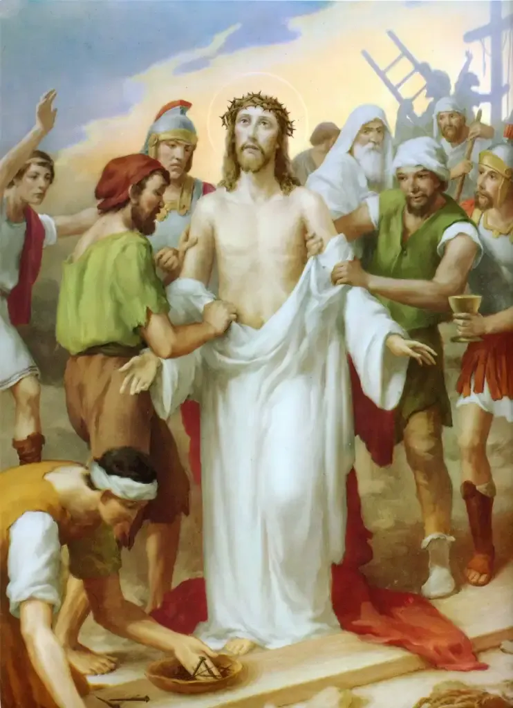 Décima Estación: Jesús es despojado de sus vestiduras.