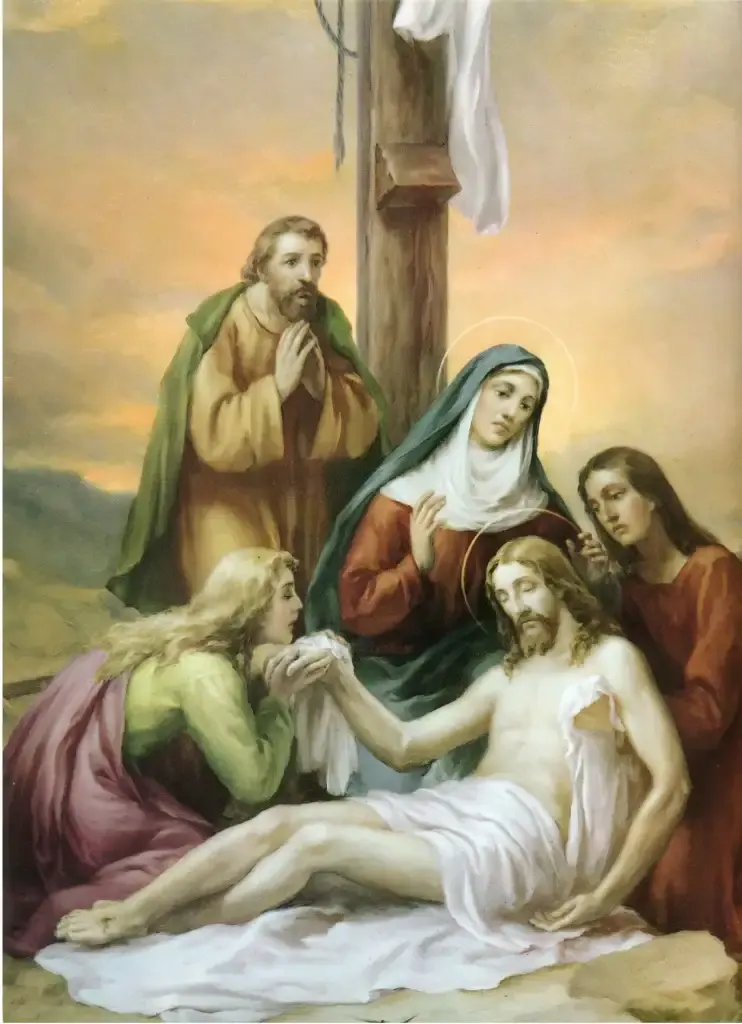 Decimotercera Estación: Jesús en los brazos de María Santísima.