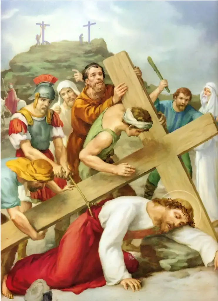 Novena Estación: Jesús cae por tercera vez.